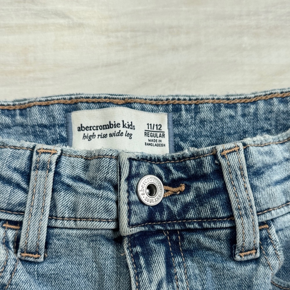 abercrombie kids light blue high-rise wide leg jeans